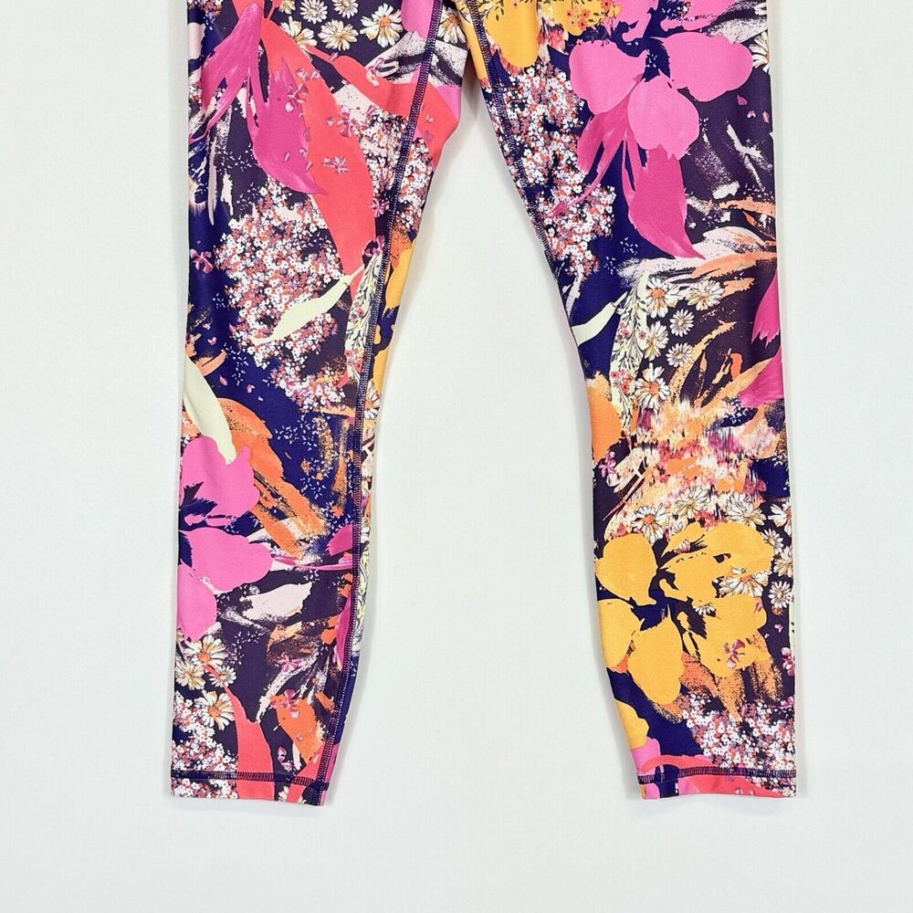 Fabletics Leggings Womens XS Bright Bold Floral Midrise Cropped Athletic Pants - Picture 3 of 5